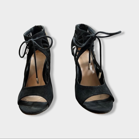 Dolce Vita Lace up Black Suede Heels 8.5 - Picture 3 of 6